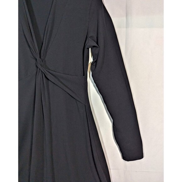 Mod-O-Doc Long Sleeve Wrap Dress Women's M Tie Front Stretch Knee Length - Black - Picture 4 of 8
